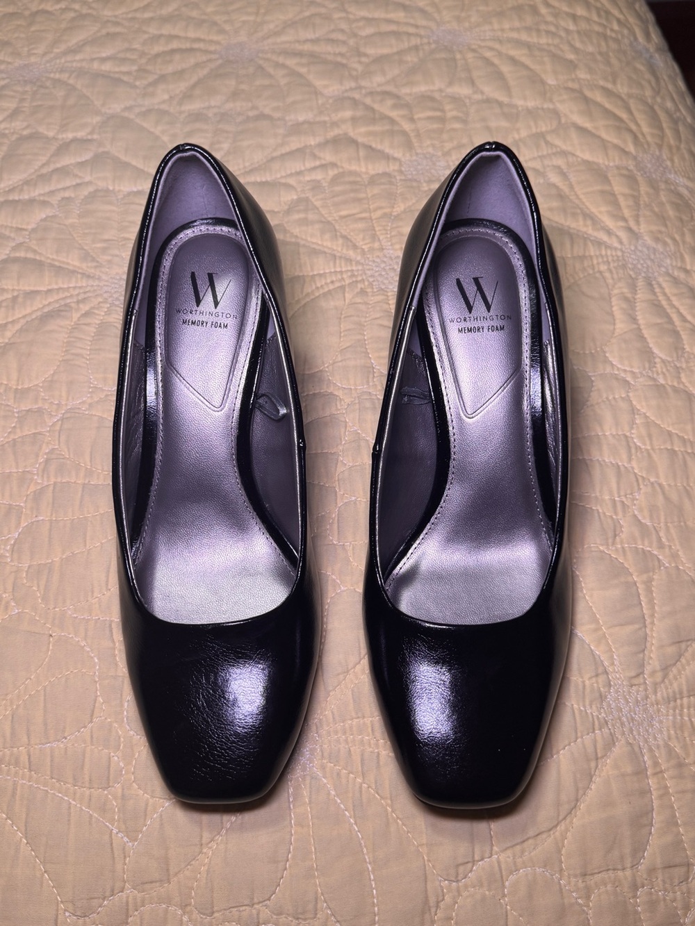 Worthington Black Patent Memory Foam Pumps
